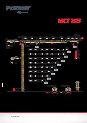 Macalare turn - deplasare cărucior pe braț - rotire în partea superioară Potain MCT 205