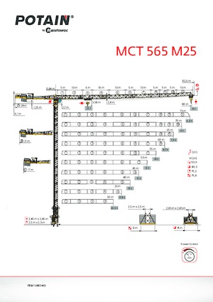 Macalare turn - deplasare cărucior pe braț - rotire în partea superioară Potain MCT 565 M25