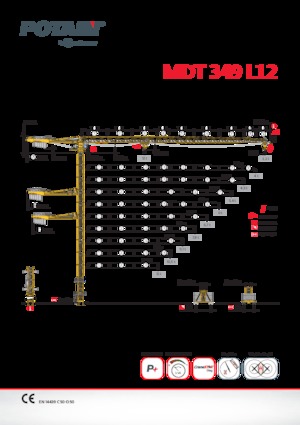 Macalare turn - deplasare cărucior pe braț - rotire în partea superioară Potain MDT 349 L 12