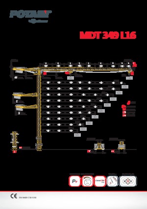 Macalare turn - deplasare cărucior pe braț - rotire în partea superioară Potain MDT 349 L 16