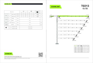 Macalare turn - deplasare cărucior pe braț - rotire în partea superioară Zoomlion T6013-8