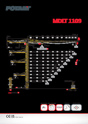 Macalare turn - deplasare cărucior pe braț - rotire în partea superioară Potain MDLT 1109