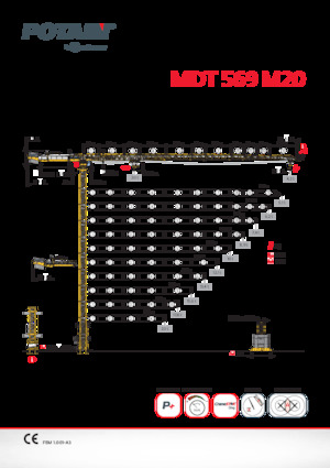 Macalare turn - deplasare cărucior pe braț - rotire în partea superioară Potain MDT 569 M20