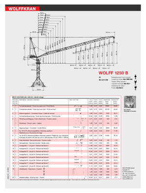 Macarale turn - braț mobil - rotire în partea superioară Wolffkran 1250 B