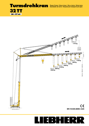Macalare turn - deplasare cărucior pe braț - rotire în partea inferioară Liebherr 32 TT - 2,5-FU