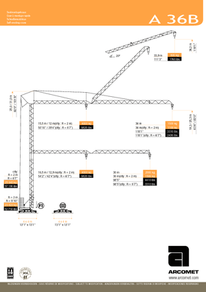 Macalare turn - deplasare cărucior pe braț - rotire în partea inferioară Arcomet A 36 B