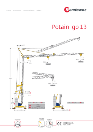 Macalare turn - deplasare cărucior pe braț - rotire în partea inferioară Potain IGO 13 (1,75m)