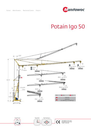 Macalare turn - deplasare cărucior pe braț - rotire în partea inferioară Potain IGO 50