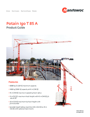 Macalare turn - deplasare cărucior pe braț - rotire în partea inferioară Potain IGO T 85