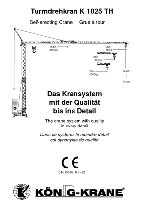 Macalare turn - deplasare cărucior pe braț - rotire în partea inferioară König K 1025 TH