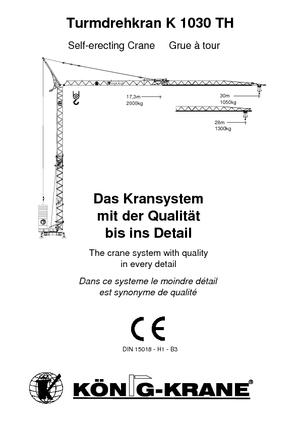Macalare turn - deplasare cărucior pe braț - rotire în partea inferioară König K 1030 TH