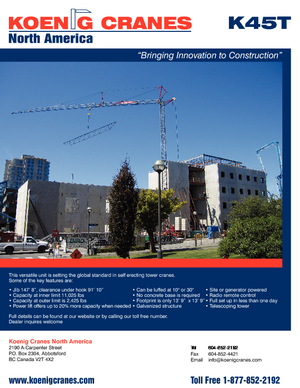 Macalare turn - deplasare cărucior pe braț - rotire în partea inferioară König K 45 T