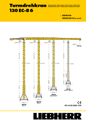 Macalare turn - deplasare cărucior pe braț - rotire în partea superioară Liebherr 130 EC-B 6