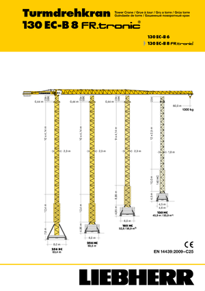 Macalare turn - deplasare cărucior pe braț - rotire în partea superioară Liebherr 130 EC-B 8 FR.tronic