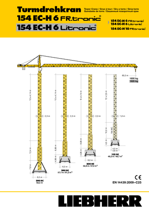 Macalare turn - deplasare cărucior pe braț - rotire în partea superioară Liebherr 154 EC-H 6 FR.tronic