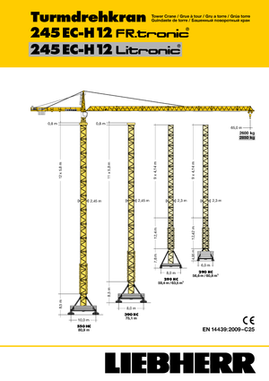 Macalare turn - deplasare cărucior pe braț - rotire în partea superioară Liebherr 245 EC-H 12 Litronic