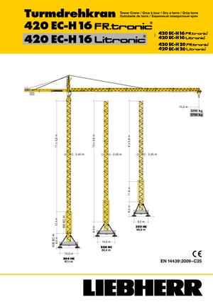 Macalare turn - deplasare cărucior pe braț - rotire în partea superioară Liebherr 420 EC-H 16