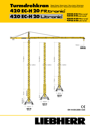 Macalare turn - deplasare cărucior pe braț - rotire în partea superioară Liebherr 420 EC-H 20