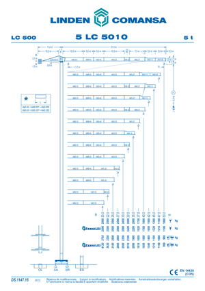 Macalare turn - deplasare cărucior pe braț - rotire în partea superioară Comansa 5LC5010