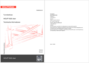 Macalare turn - deplasare cărucior pe braț - rotire în partea superioară Wolffkran 5020.8 clear