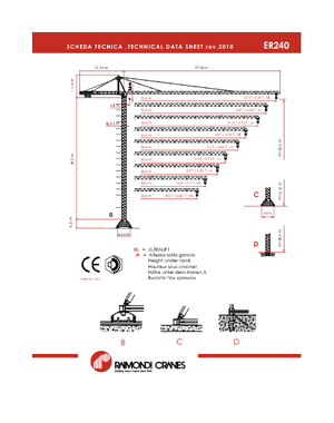 Macalare turn - deplasare cărucior pe braț - rotire în partea superioară Raimondi ER 240-B