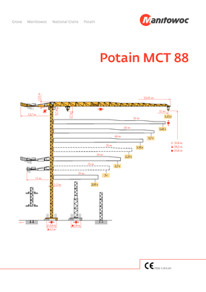 Macalare turn - deplasare cărucior pe braț - rotire în partea superioară Potain MCT 88-5 t