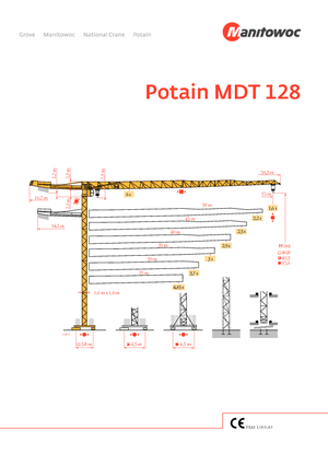 Macalare turn - deplasare cărucior pe braț - rotire în partea superioară Potain MDT 128