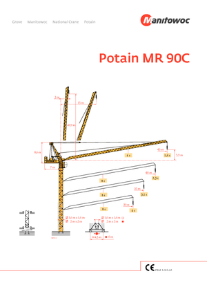 Macalare turn - deplasare cărucior pe braț - rotire în partea superioară Potain MR 160 C