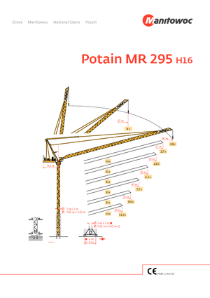 Macalare turn - deplasare cărucior pe braț - rotire în partea superioară Potain MR 295 H 16
