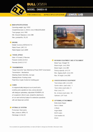 Buldozere pe șenile PowerPlus D60EX-15