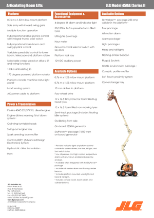 Nacele cu braț articulat pe roți JLG 450 AJ Serie II