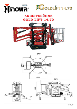 Nacele cu braț articulat pe șenile Hinowa GL 14.70