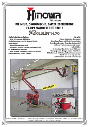 Nacele cu braț articulat pe șenile Hinowa Goldlift 14.70 IIIS