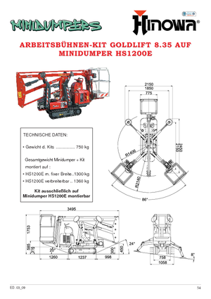 Nacele cu braț articulat pe șenile Hinowa GL 8.35