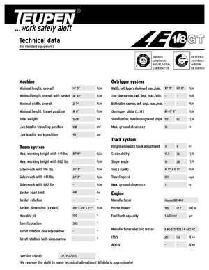 Nacele cu braț articulat pe șenile TEUPEN Leo 18 GT