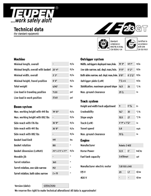 Nacele cu braț articulat pe șenile TEUPEN LEO23GT 