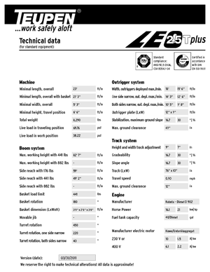 Nacele telescopice pe șenile TEUPEN LEO25Tplus