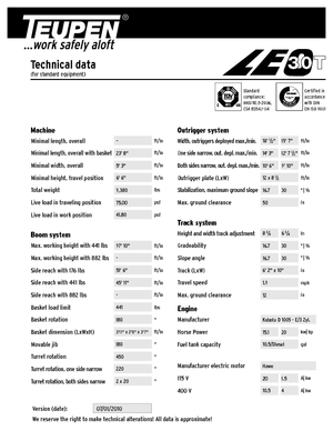 Nacele telescopice pe șenile TEUPEN LEO30T