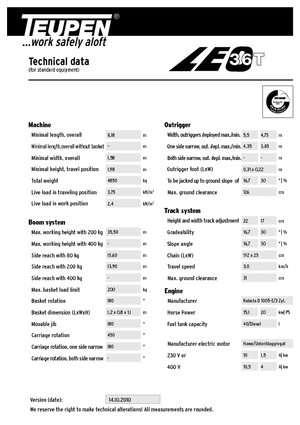 Nacele telescopice pe șenile TEUPEN LEO36T
