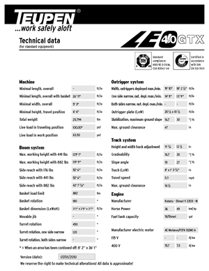 Nacele cu braț articulat pe șenile TEUPEN LEO40GTX