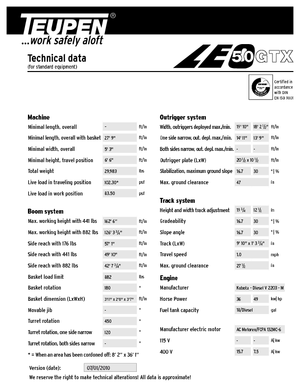Nacele cu braț articulat pe șenile TEUPEN LEO50GTX