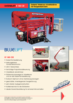 Nacele telescopice pe șenile Bluelift - Rothlehner R 180 CR