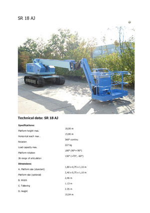 Nacele telescopice pe șenile Aichi SR18AJ