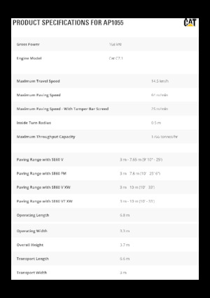 Finisoare de asfalt pe șenile Caterpillar AP1055