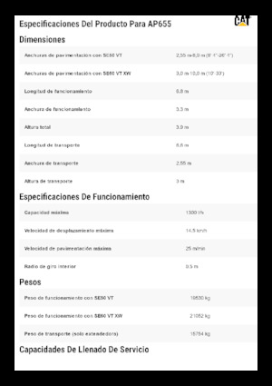 Finisoare de asfalt pe șenile Caterpillar AP655