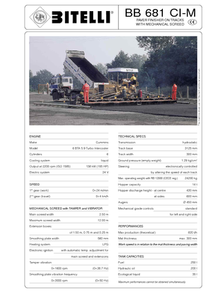 Finisoare de asfalt pe șenile Bitelli BB 681 CI-M-RB 13000 VB