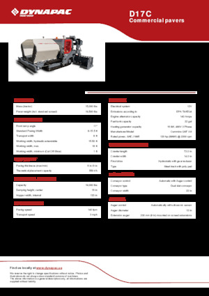 Finisoare de asfalt pe șenile Dynapac D17C