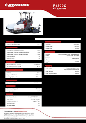 Finisoare de asfalt pe șenile Dynapac F1800C