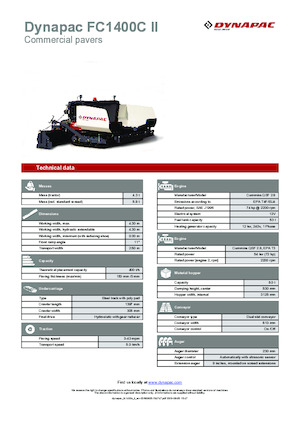 Finisoare de asfalt pe șenile Dynapac FC1400C II
