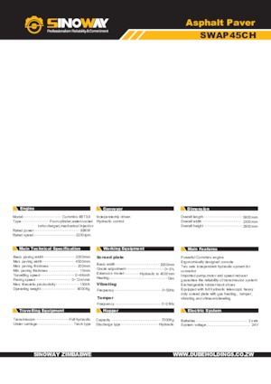 Finisoare de asfalt pe roți Sinoway SWAP45CH